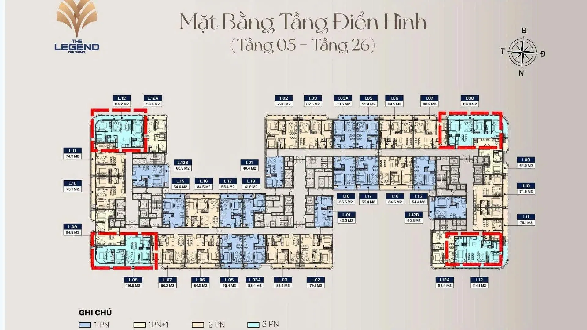 Apartamento de 3 habitaciones en venta en The Legend City Da Nang