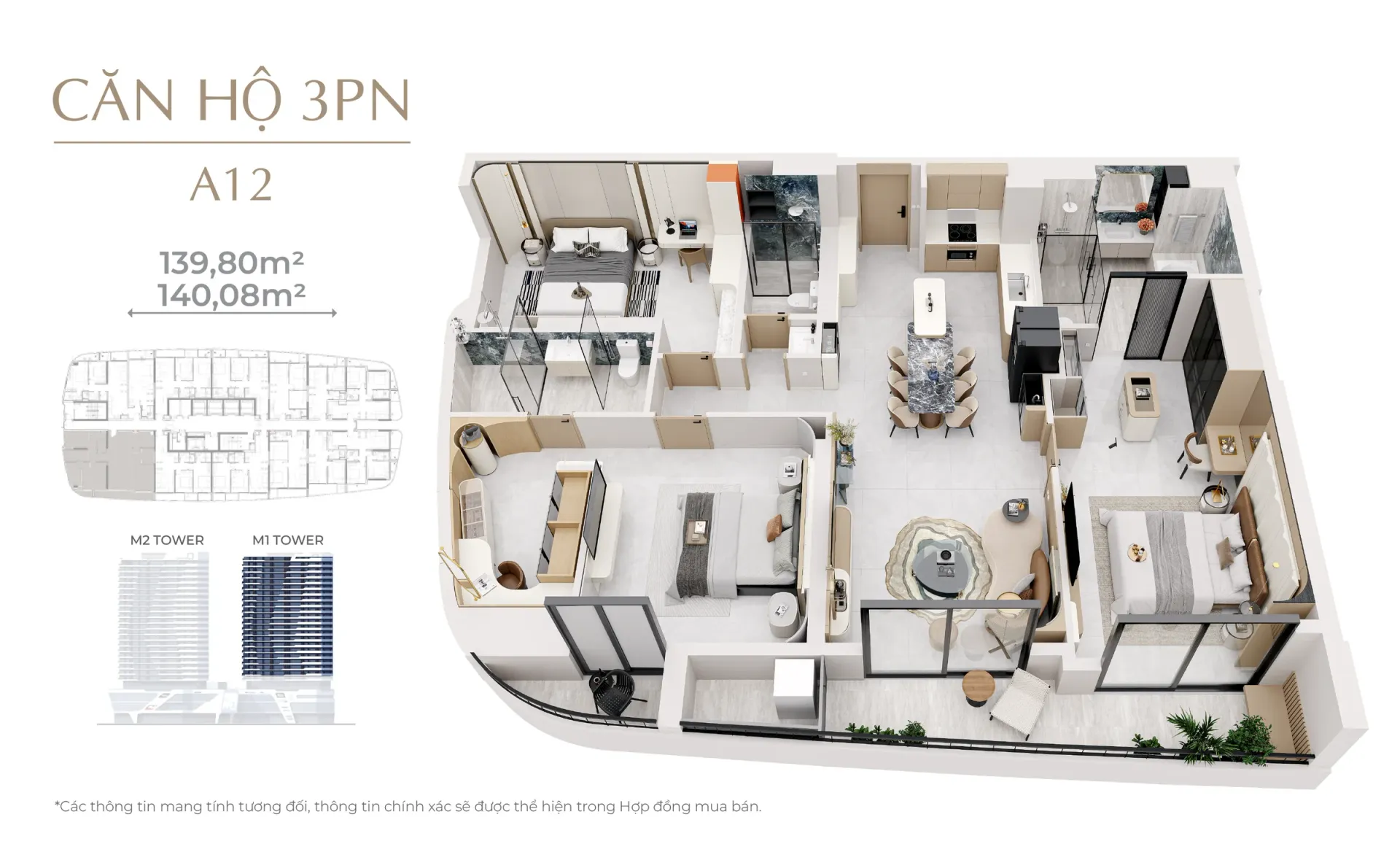 Appartement 3 chambres à vendre au Meridian Da Nang