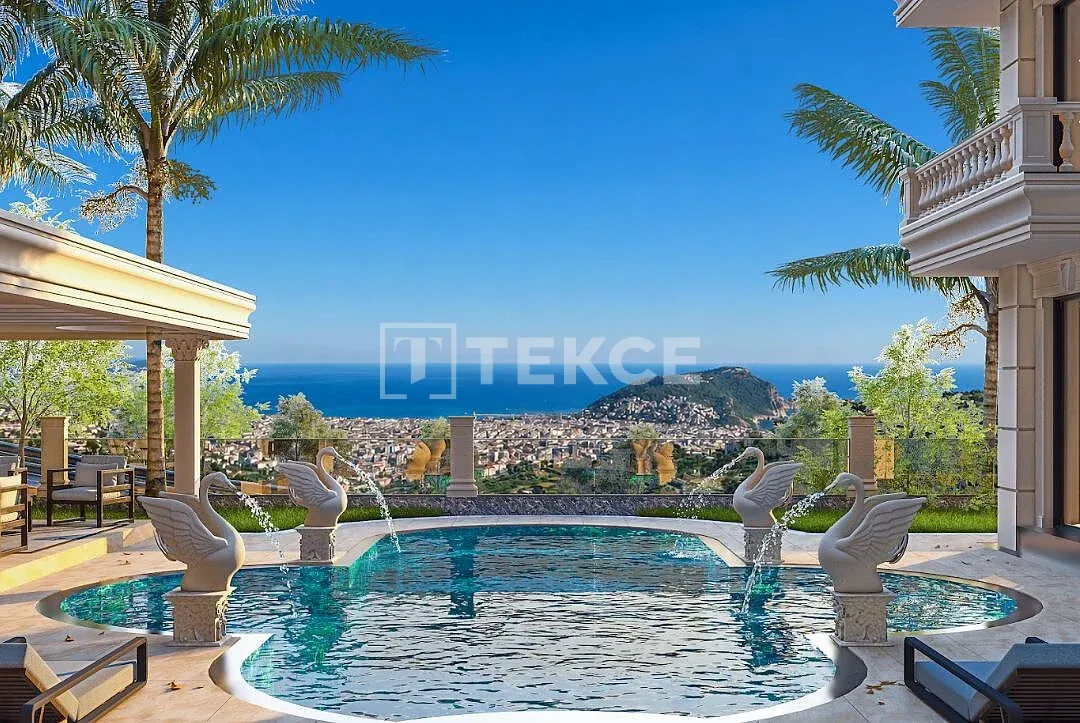 Villas with Pools and Unobstructed Sea Views in Alanya Tepe