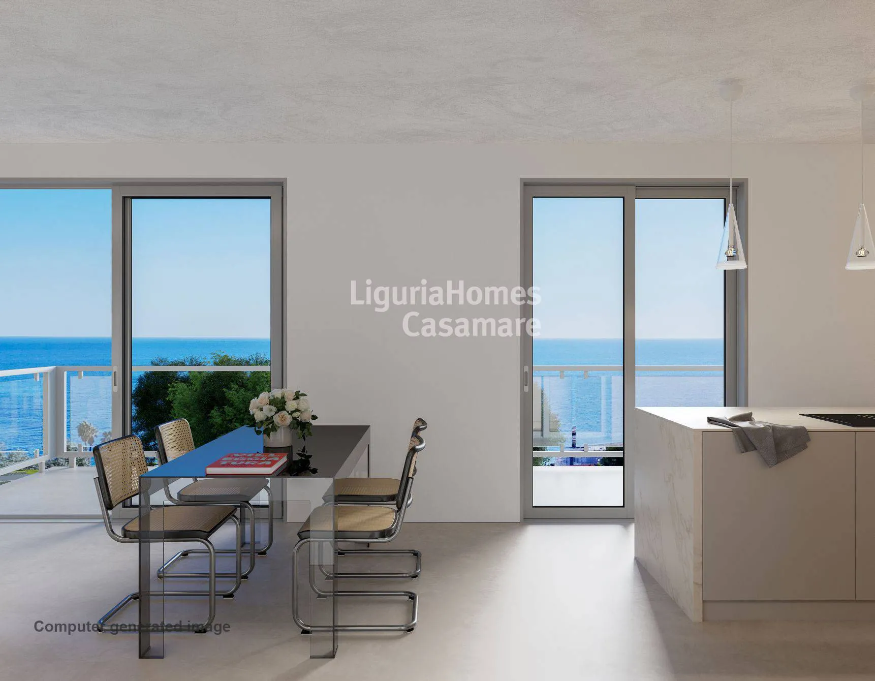 Meerblick-Wohnung mit geräumiger Terrasse zum Verkauf in Santo Stefano al Mare.