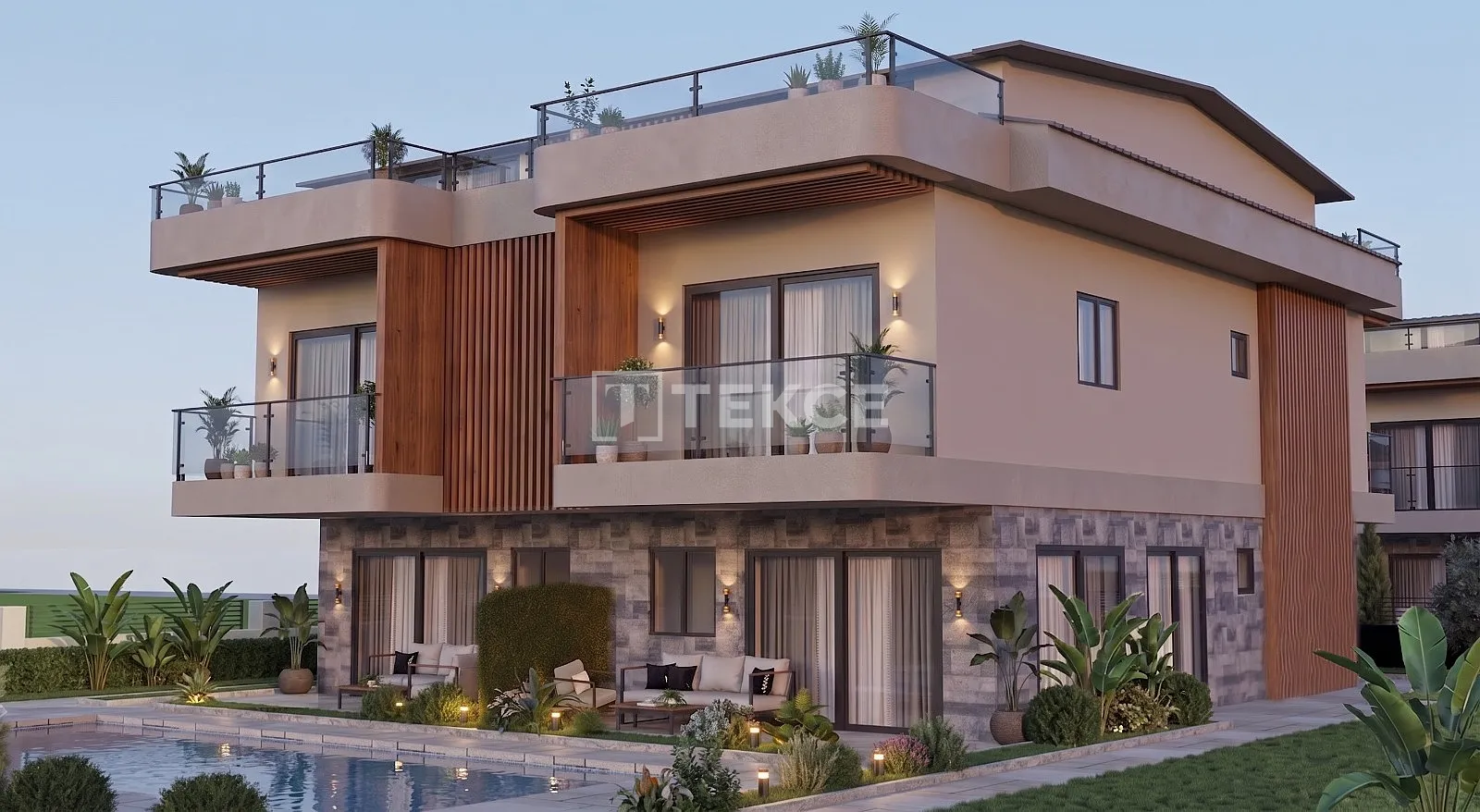 3-Schlafzimmer-Apartments mit Gemeinschaftspool und Parkplatz in Fethiye