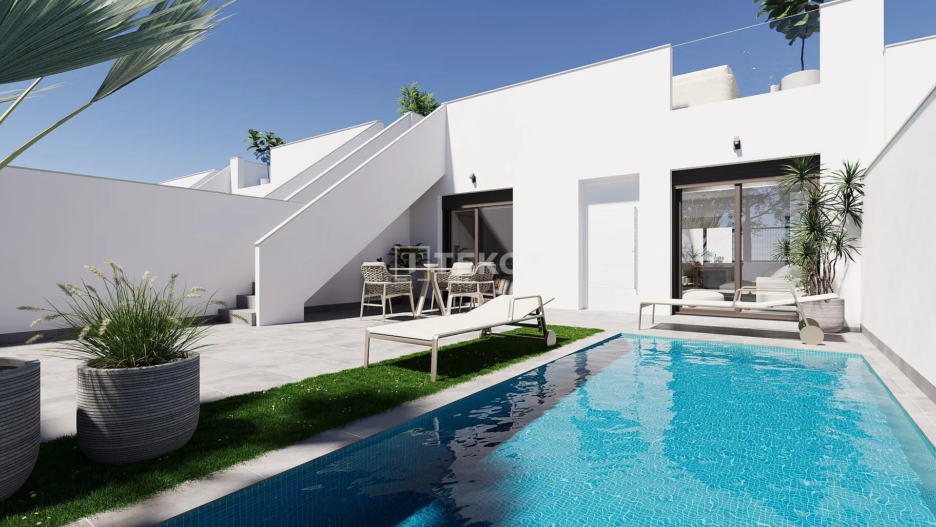 Zeitgenössische einstöckige Villen mit Pool im Roldán Resort