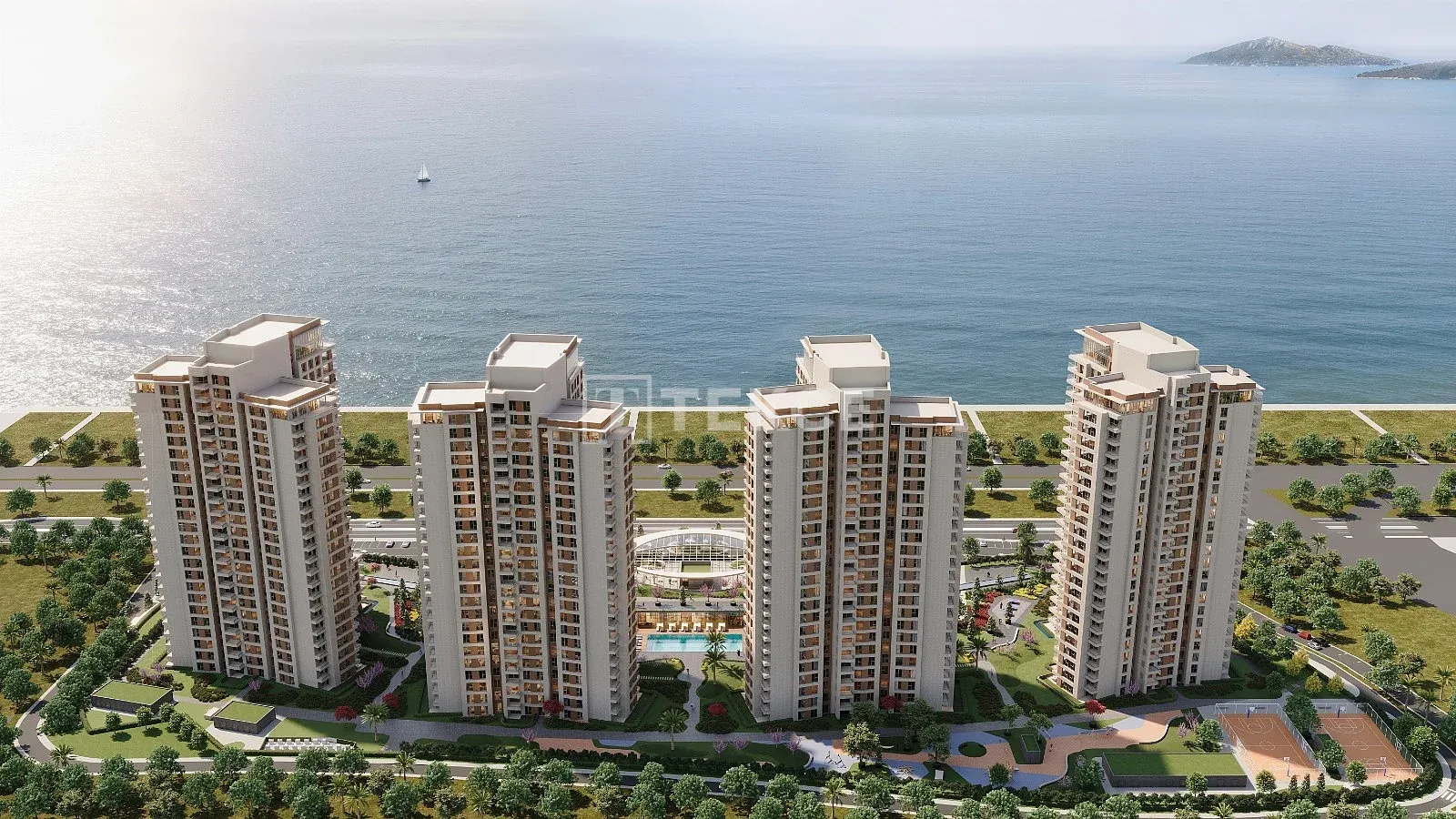 Apartamentos em um Complexo com 5 Piscinas Próximo à Costa em Kartal Istambul