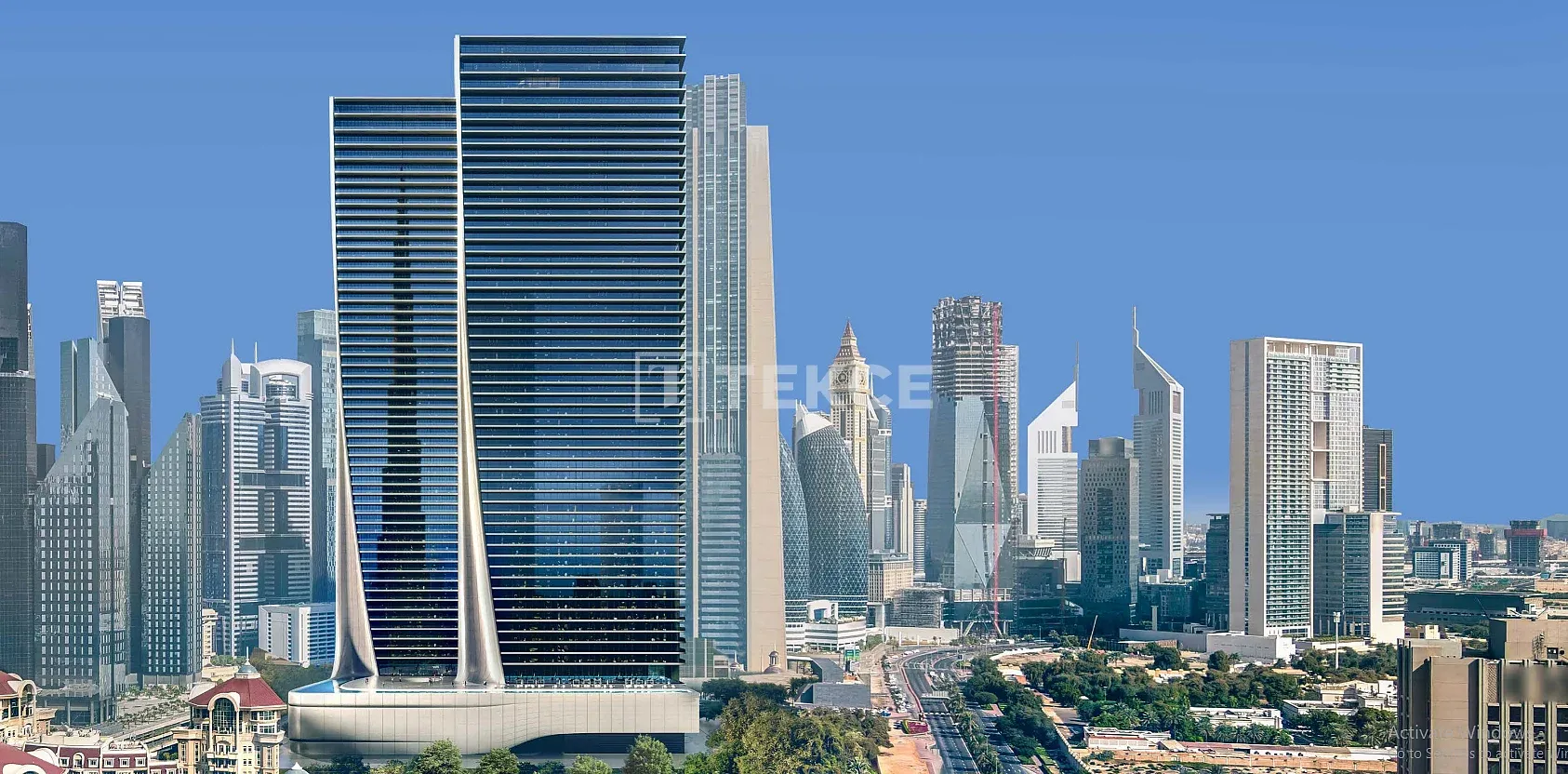 Stadtwohnungen mit Blick in DIFC Dubai mit Infinity-Pool und Spa