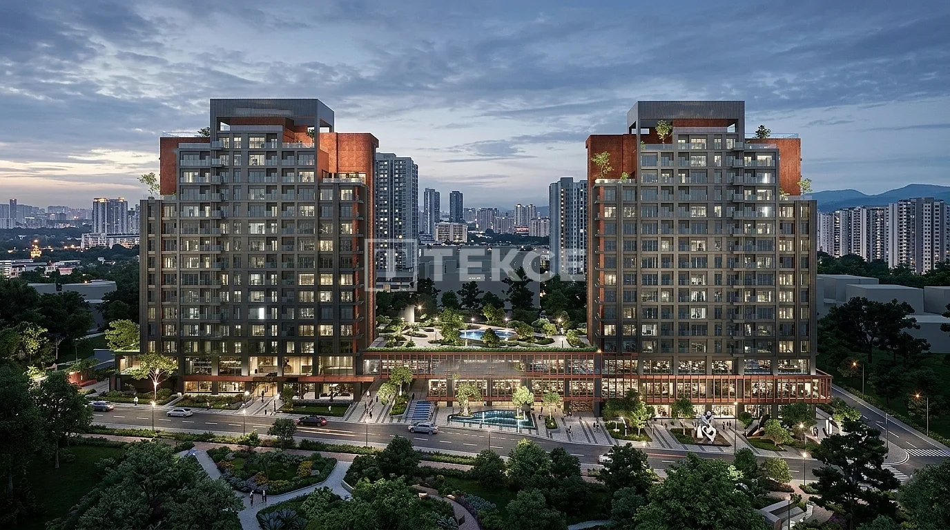 Apartamentos na Rua Principal em um Complexo em Ümraniye Istambul