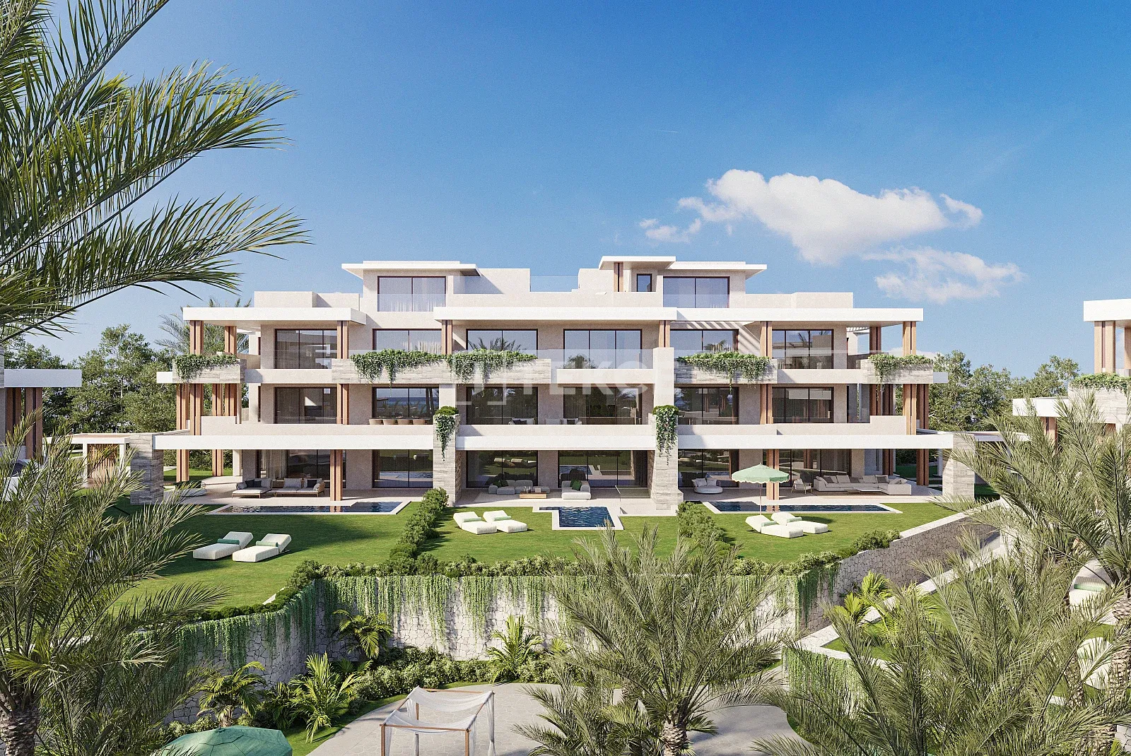 Estepona İspanya'da Teraslı Deniz Manzaralı Daireler