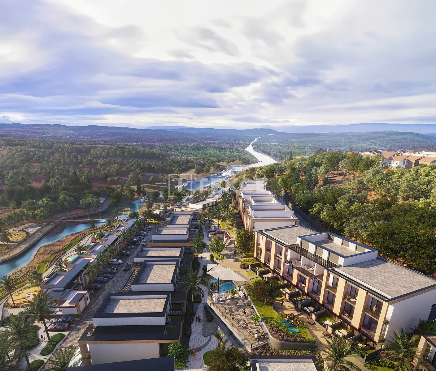 Ville a 3 Piani con Giardini in un Complesso Recintato a Başakşehir
