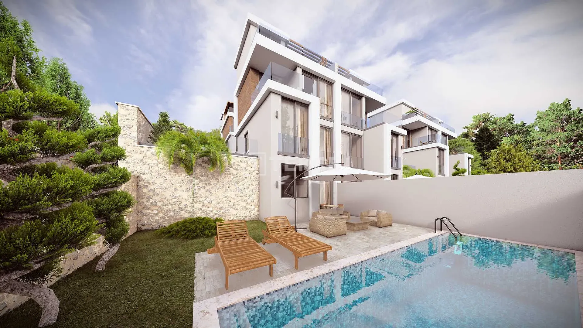 Villa mit Pool in einer Meerblick-Anlage in Antalya Kalkan