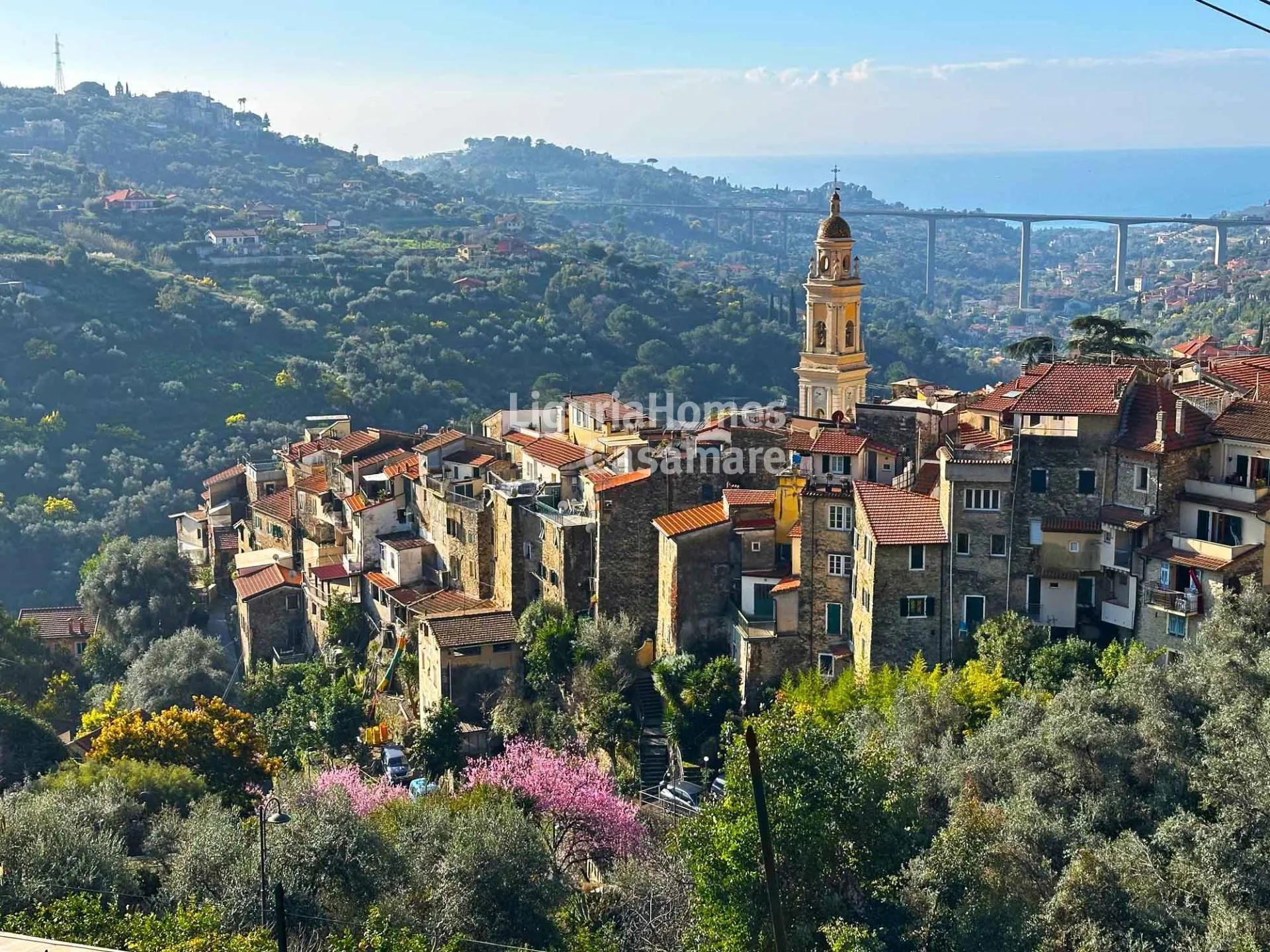 Maison de ville rénovée à vendre à Vallebona, avec terrasse et petit jardin.