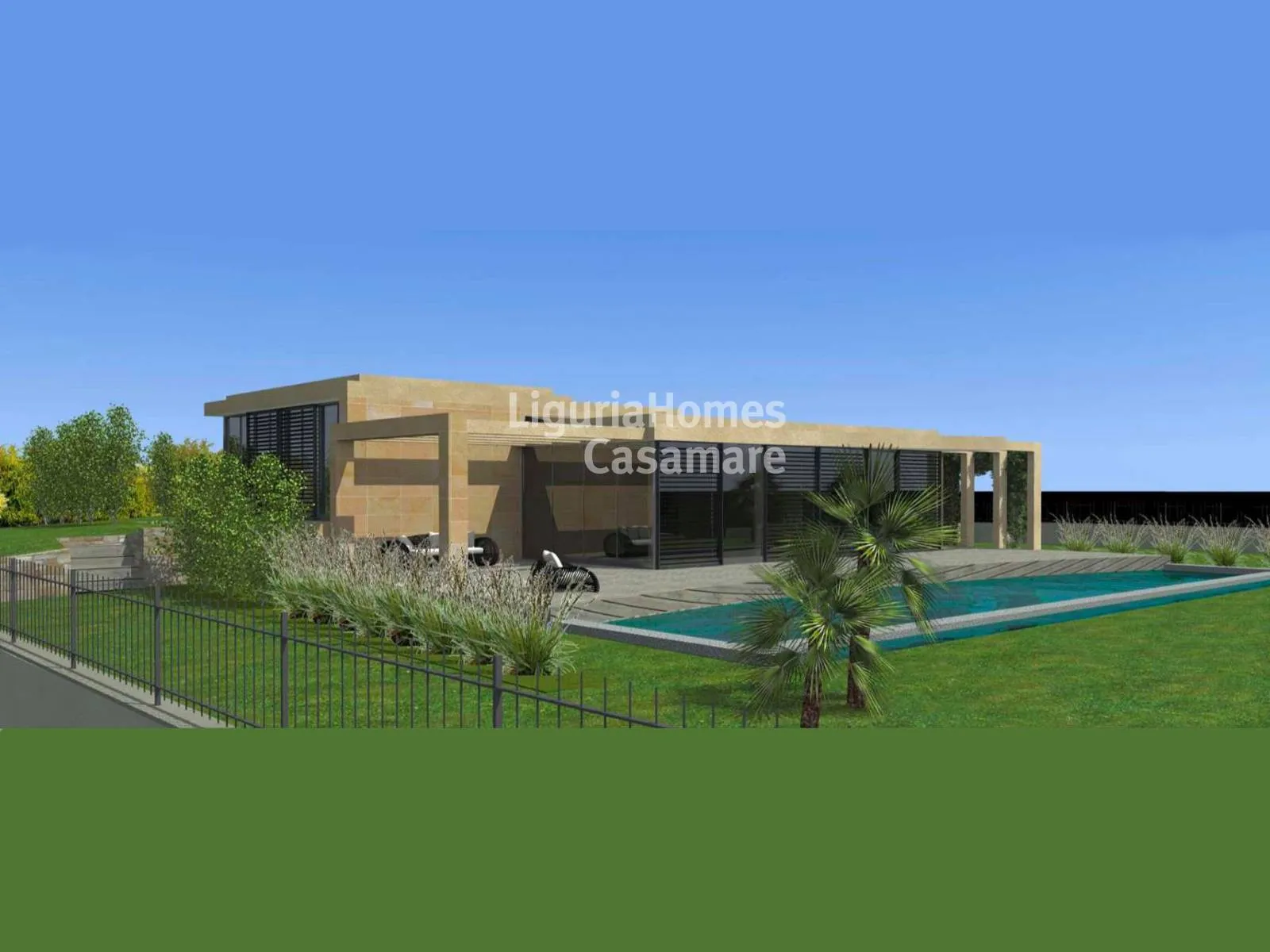 Bordighera centre, unique plot of land for sale with approved project to build a modern villa with swimming pool.