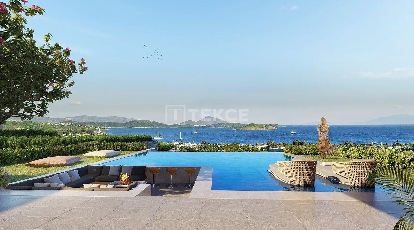 Ville in Pietra Indipendenti con Vista sul Mare a Bodrum Muğla