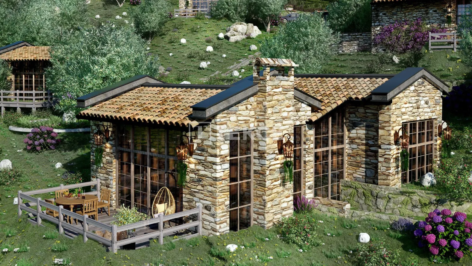 Maisons en Pierre sur un Seul Étage dans une Zone Verte à Muğla Milas