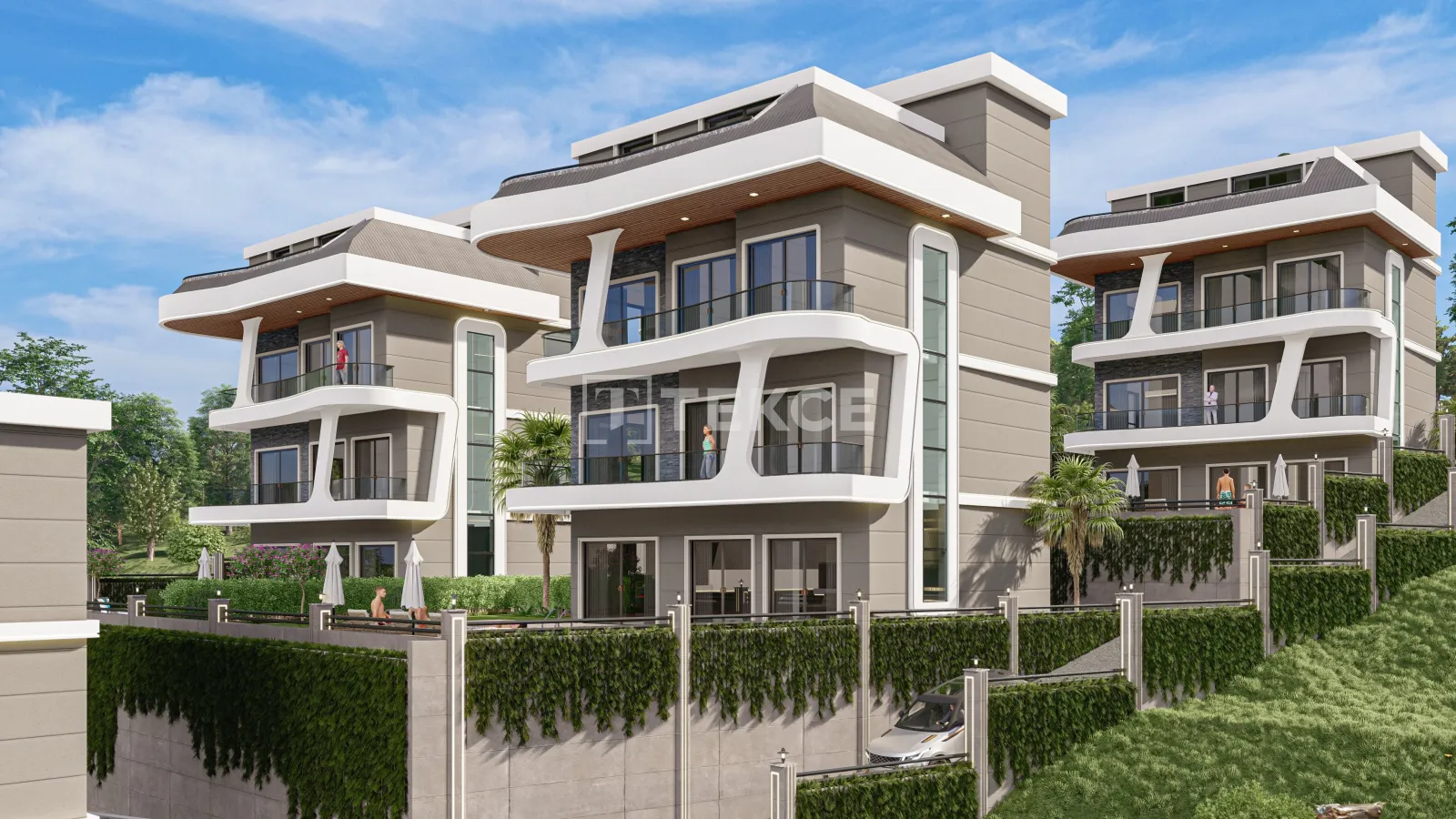 Villas Adosadas en Ladera en Alanya Kargıcak