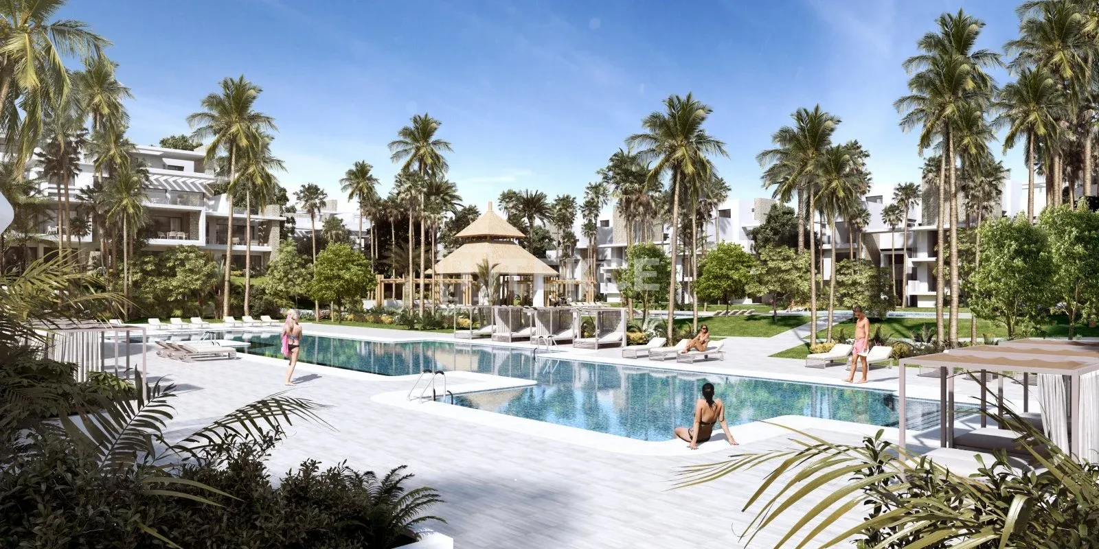 Estepona'da Plaja Yakın Geniş Bahçeli Sitede Daireler