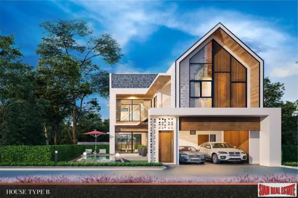 Nouveau développement de maison à deux étages avec trois chambres à Huai Yai, Pattaya