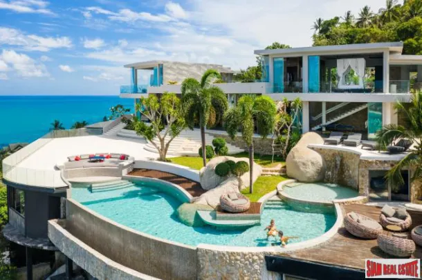 Ultra Lüks Muhteşem 5 Yatak Odalı Deniz Manzaralı Villa, Chaweng Noi, Koh Samui'de 270° Panoramik