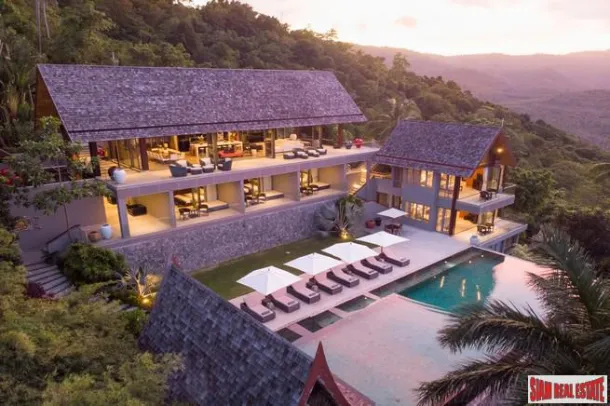 Villa de Luxo Moderna Real Tailandesa de 6 Quartos com Vista Mar em Bophut Hills, Koh Samui