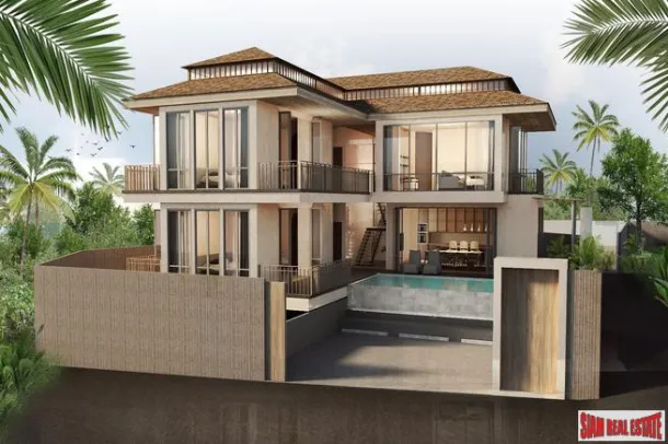 Neue zeitgenössische zweistöckige Poolvilla mit vier Schlafzimmern zum Verkauf in Rawai