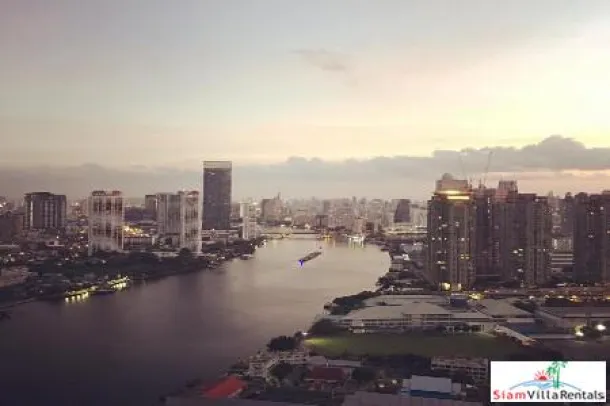 Menam Residences - Vistas do Rio Chao Phraya Deste Apartamento Moderno de 3 Quartos para Alugar em Bangkok